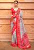 Attractive Grey Patola Print Silk Event Wear Saree With Blouse