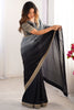 Marvelous Grey & Black Chinon Event Wear Saree With Blouse