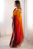 Surprising Multi-Color Border Work Chinon Festival Wear Saree