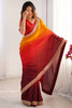 Surprising Multi-Color Border Work Chinon Festival Wear Saree
