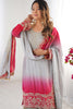 Pretty Grey Pearl Work Chinon Designer Sharara Suit With Dupatta