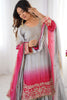 Pretty Grey Pearl Work Chinon Designer Sharara Suit With Dupatta