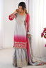 Pretty Grey Pearl Work Chinon Designer Sharara Suit With Dupatta