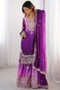 Glamorous Purple Thread Work Chinon Festival Wear Sharara Suit