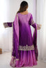Glamorous Purple Thread Work Chinon Festival Wear Sharara Suit