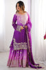 Glamorous Purple Thread Work Chinon Festival Wear Sharara Suit