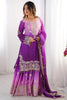Glamorous Purple Thread Work Chinon Festival Wear Sharara Suit