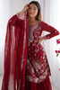 Fabulous Red Sequins Georgette Festive Wear Sharara Suit With Dupatta