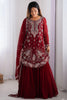Fabulous Red Sequins Georgette Festive Wear Sharara Suit With Dupatta