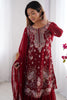 Fabulous Red Sequins Georgette Festive Wear Sharara Suit With Dupatta