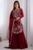 Fabulous Red Sequins Georgette Festive Wear Sharara Suit With Dupatta