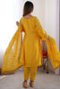 Wonderful Yellow Sequins Work Chinon Haldi Wear Pant Suit With Dupatta