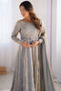 Wonderful Grey Sequins Work Silk Traditional Gown With Dupatta