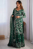 Lovely Green Thread Work Chinon Mehendi Wear Sharara Suit With Dupatta