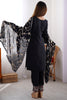 Mesmerizing Black Thread Embroidered Chinon Straight Suit With Dupatta