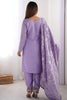 Awesome Lavender Sequins Chinon Festival Wear Straight Suit With Dupatta