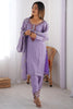 Awesome Lavender Sequins Chinon Festival Wear Straight Suit With Dupatta