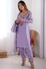 Awesome Lavender Sequins Chinon Festival Wear Straight Suit With Dupatta