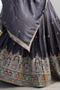 Incredible Grey Thread Embroidered Silk Lehenga Choli With Dupatta