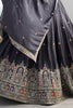 Incredible Grey Thread Embroidered Silk Lehenga Choli With Dupatta