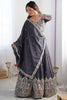 Incredible Grey Thread Embroidered Silk Lehenga Choli With Dupatta