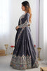 Incredible Grey Thread Embroidered Silk Lehenga Choli With Dupatta