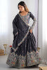 Incredible Grey Thread Embroidered Silk Lehenga Choli With Dupatta