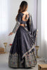 Incredible Grey Thread Embroidered Silk Lehenga Choli With Dupatta