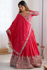 Glamorous Red Coding Work Crepe Silk Designer Lehenga Choli