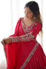Glamorous Red Coding Work Crepe Silk Designer Lehenga Choli