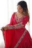 Glamorous Red Coding Work Crepe Silk Designer Lehenga Choli