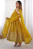 Glamorous Yellow Sequins Georgette Haldi Wear Anarkali Suit