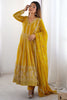 Glamorous Yellow Sequins Georgette Haldi Wear Anarkali Suit