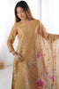 Adorable Cream Floral Print Chanderi Silk Traditional Pant Suit