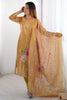 Adorable Cream Floral Print Chanderi Silk Traditional Pant Suit