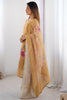 Adorable Cream Floral Print Chanderi Silk Traditional Pant Suit
