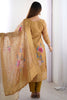 Adorable Cream Floral Print Chanderi Silk Traditional Pant Suit