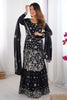 Dazzling Black Sequins Georgette Event Wear Sharara Suit With Dupatta