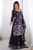 Pretty Purple Sequins Georgette Festival Wear Sharara Suit With Dupatta