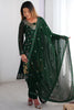 Gorgeous Green Thread Work Georgette Festival Wear Pant Suit