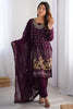 Adorable Wine Sequins Georgette Event Wear Pant Suit With Dupatta