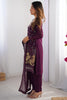 Adorable Wine Sequins Georgette Event Wear Pant Suit With Dupatta