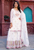 Alluring White Thread Work Georgette Eid Special Sharara Suit 