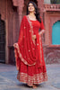 Stunning Red Thread Work Georgette Traditional Gown With Dupatta