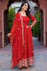 Stunning Red Thread Work Georgette Traditional Gown With Dupatta