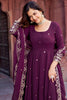 Attractive Wine Sequins Georgette Engagement Wear Gown With Dupatta