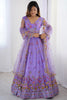 Dazzling Purple Net Sequins Sangeet Wear Lehenga Choli With Dupatta