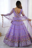 Dazzling Purple Net Sequins Sangeet Wear Lehenga Choli With Dupatta
