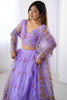 Dazzling Purple Net Sequins Sangeet Wear Lehenga Choli With Dupatta