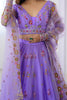 Dazzling Purple Net Sequins Sangeet Wear Lehenga Choli With Dupatta